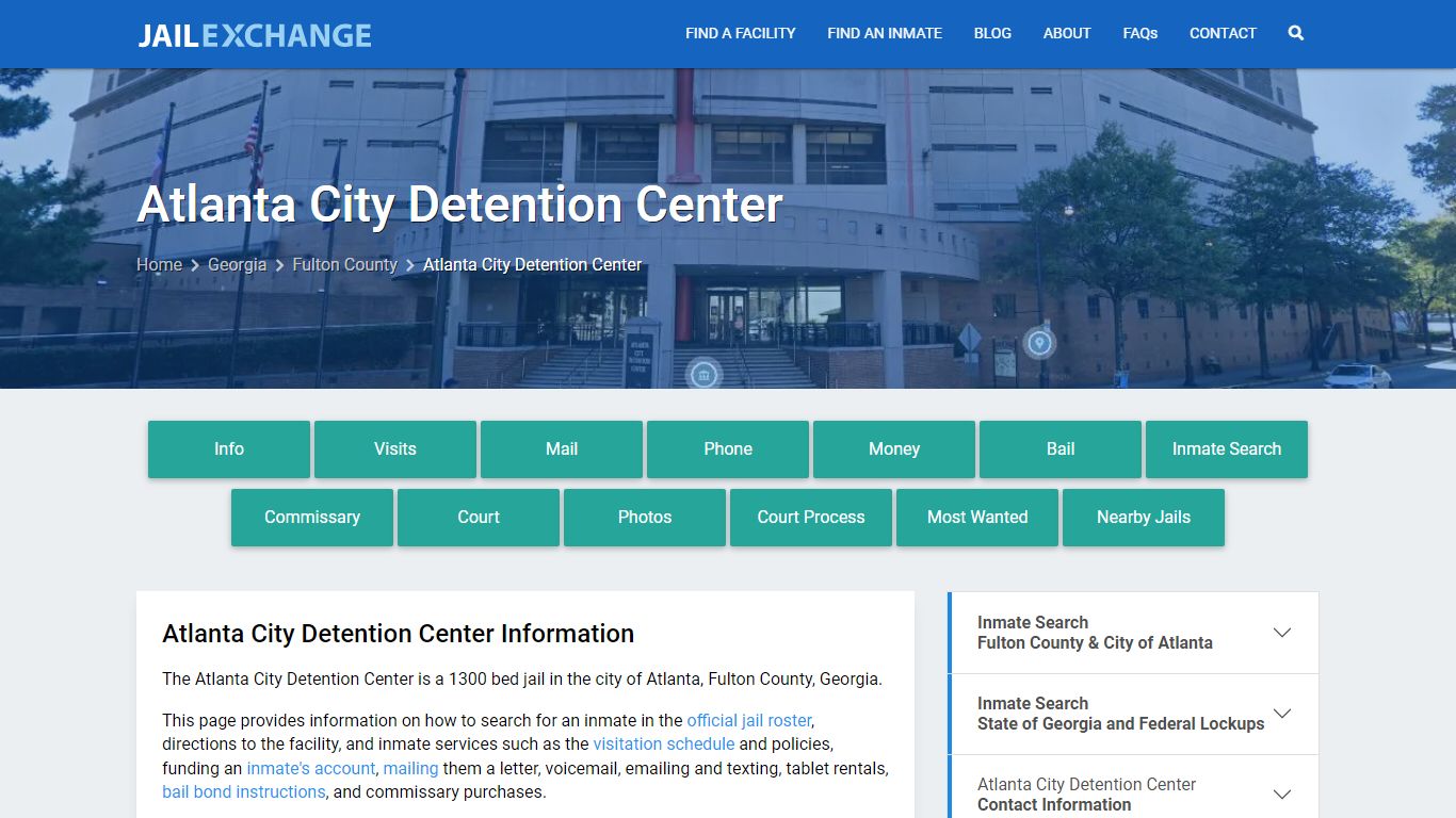 Atlanta City Detention Center, GA Inmate Search, Information